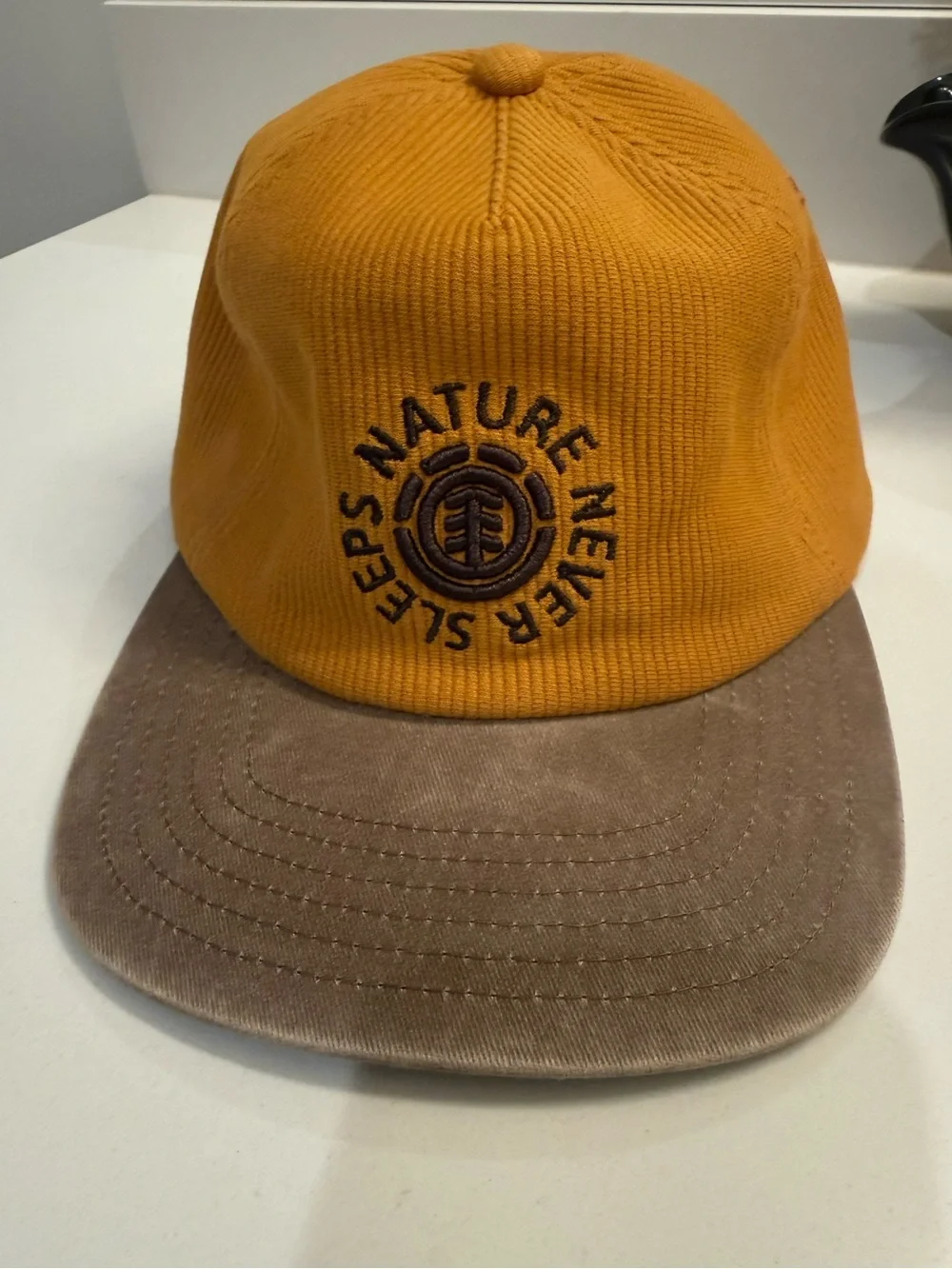 Element Men's Two-Tone Mustard and Brown Corduroy Baseball Cap